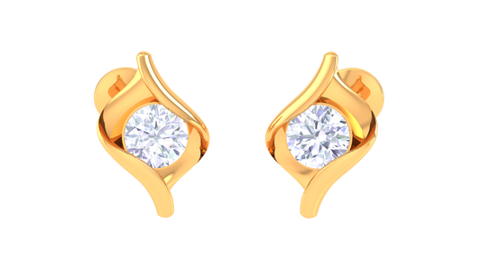 Twisted Loop Diamond Stud Earrings | Sculpted Prong-Set Wrap Design