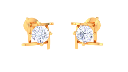 Modern Bar Frame Diamond Stud Earrings | Linear Prong-Set Open Design