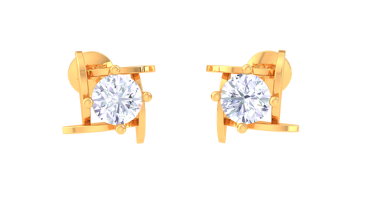 Modern Bar Frame Diamond Stud Earrings | Linear Prong-Set Open Design