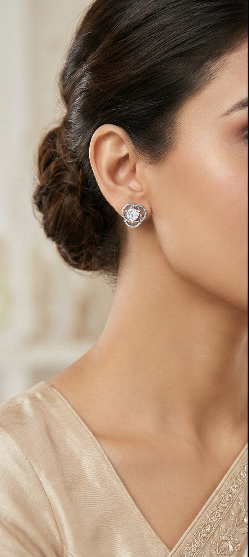 interlocking loop diamond stud earrings | sculpted prong-set open design
