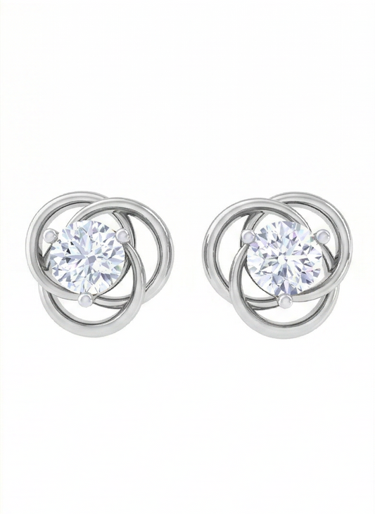 Interlocking Loop Diamond Stud Earrings | Sculpted Prong-Set Open Design