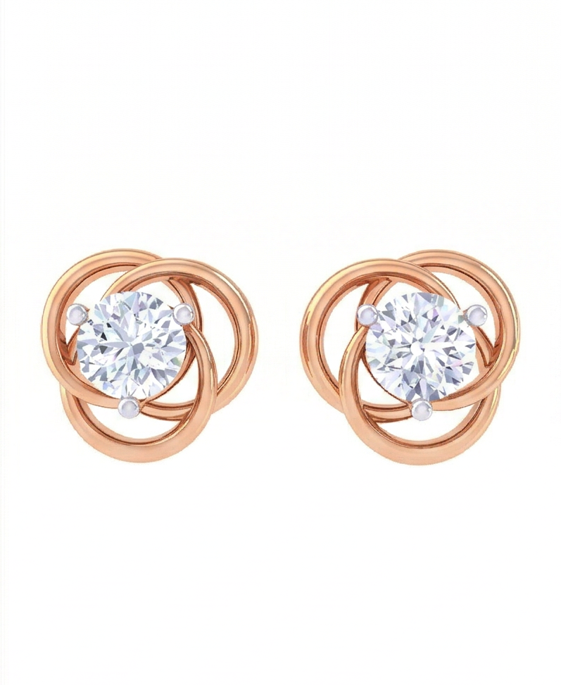 interlocking loop diamond stud earrings | sculpted prong-set open design