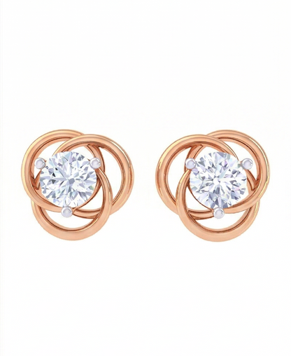 Interlocking Loop Diamond Stud Earrings | Sculpted Prong-Set Open Design