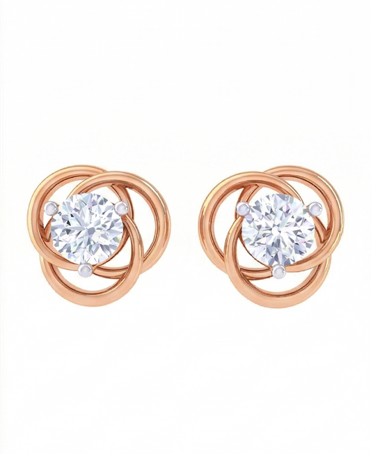 Interlocking Loop Diamond Stud Earrings | Sculpted Prong-Set Open Design
