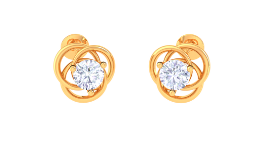 Interlocking Loop Diamond Stud Earrings | Sculpted Prong-Set Open Design