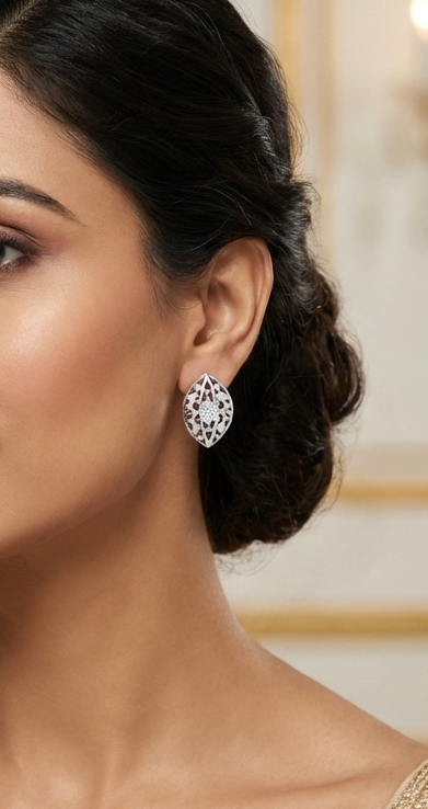round brilliant lustrous aurora diamond stud earrings | elegant women's setting