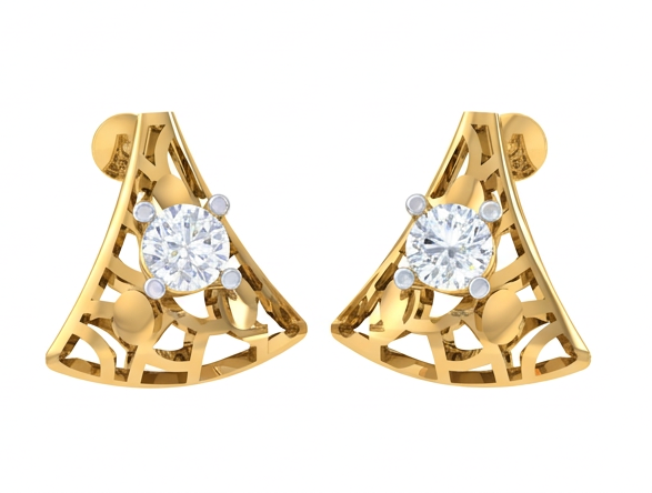 round brilliant angelic halo diamond stud earrings | elegant women's pavé setting
