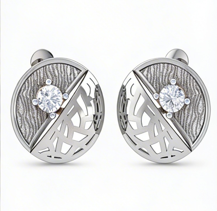 round brilliant twilight's grace double solitaire diamond studs | women's setting