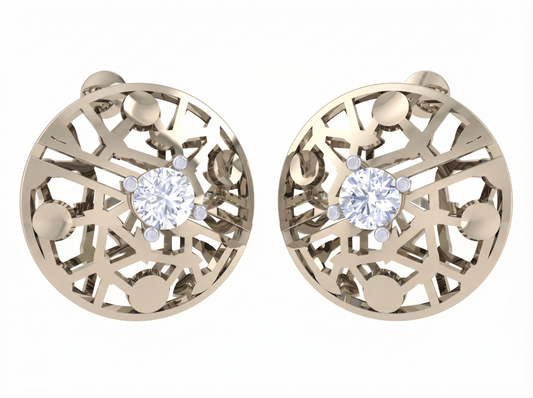 Round Brilliant Celestial Harmony Diamond Stud Earrings | Elegant Women's Setting