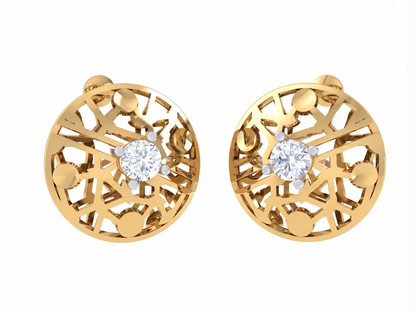Round Brilliant Celestial Harmony Diamond Stud Earrings | Elegant Women's Setting