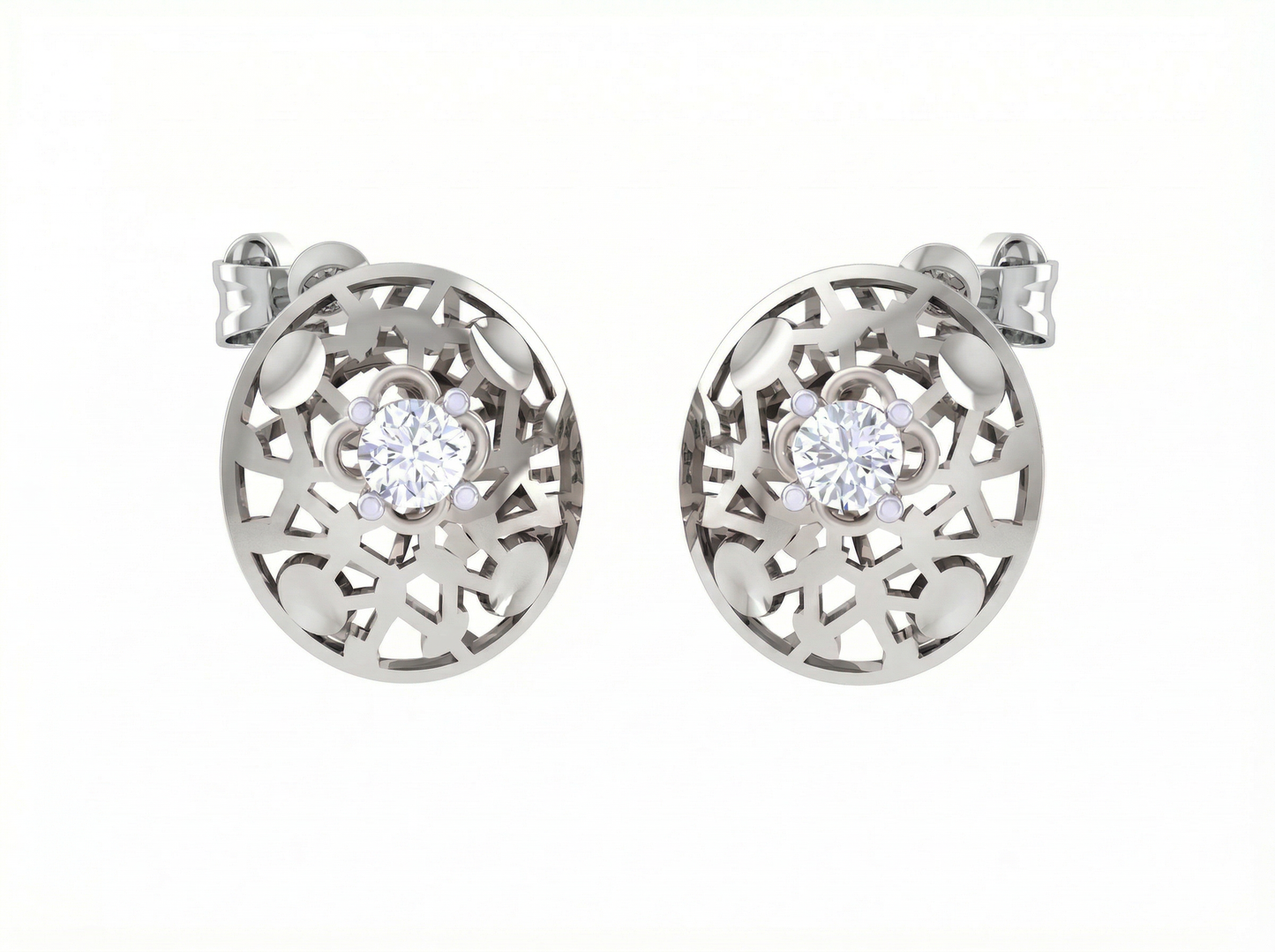 round brilliant oceanic diamond stud earrings for women | luxurious elegant setting