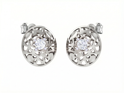 Round Brilliant Oceanic Diamond Stud Earrings for Women | Luxurious Elegant Setting