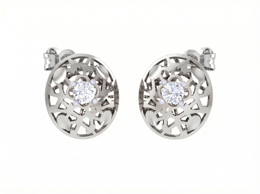 Round Brilliant Oceanic Diamond Stud Earrings for Women | Luxurious Elegant Setting