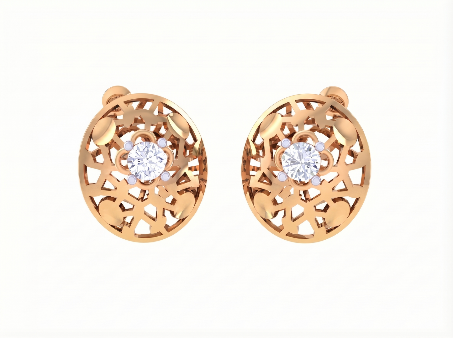round brilliant oceanic diamond stud earrings for women | luxurious elegant setting