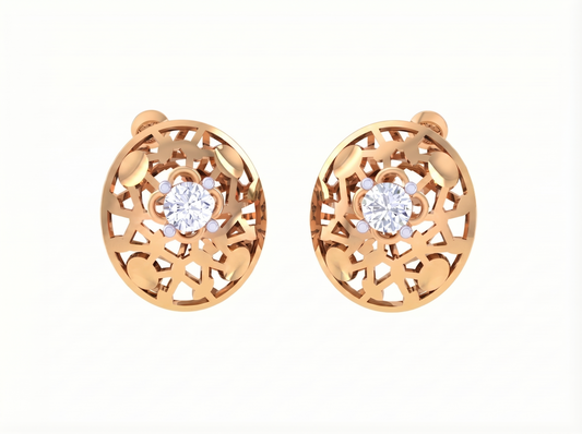 Round Brilliant Oceanic Diamond Stud Earrings for Women | Luxurious Elegant Setting