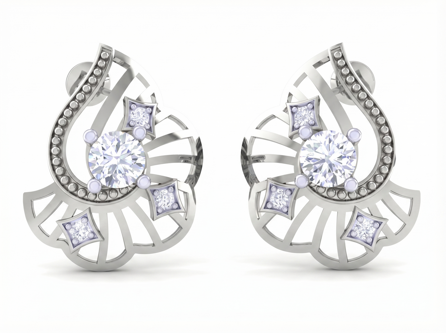 round brilliant starry night diamond stud earrings | celestial elegant daily wear