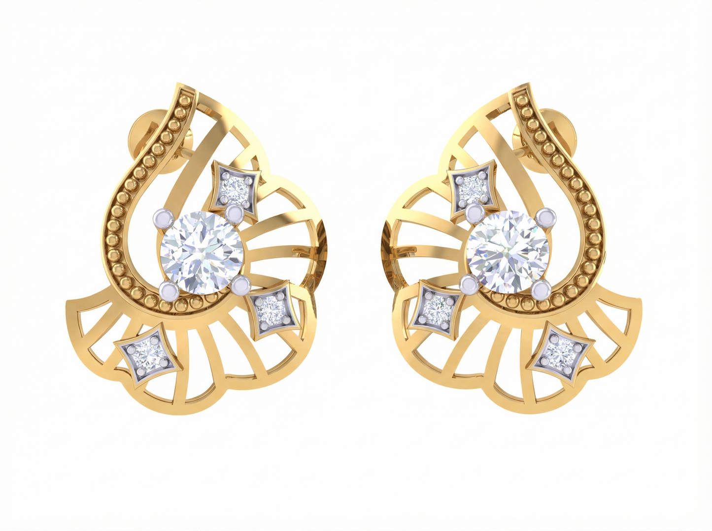 round brilliant starry night diamond stud earrings | celestial elegant daily wear