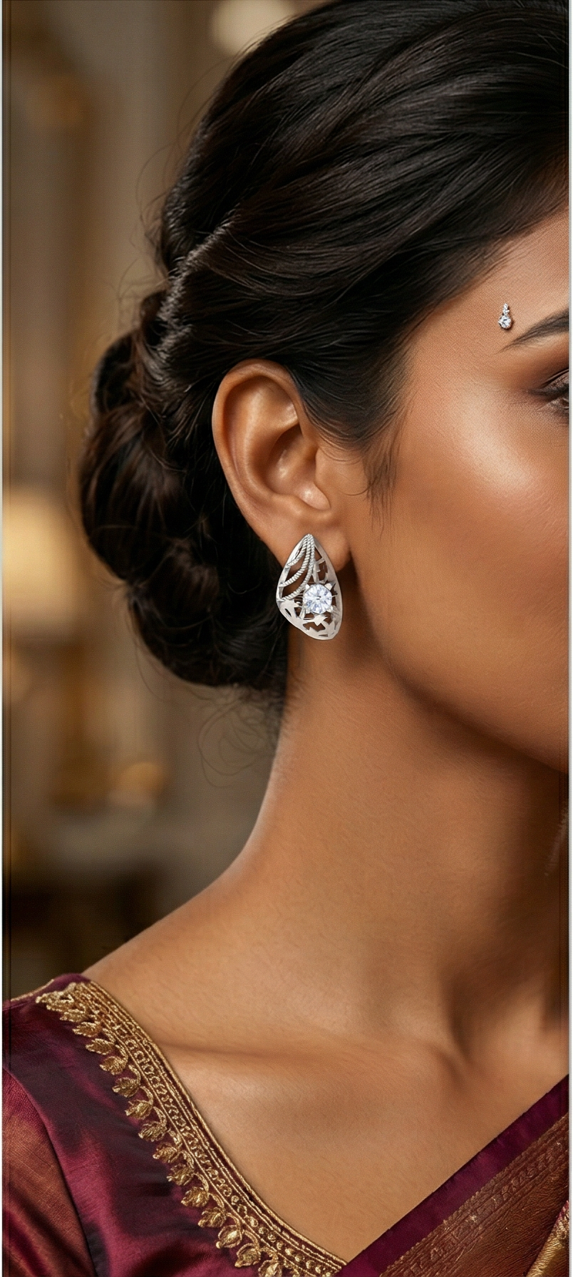 round brilliant aurora diamond stud earrings for women | aurora borealis inspired setting