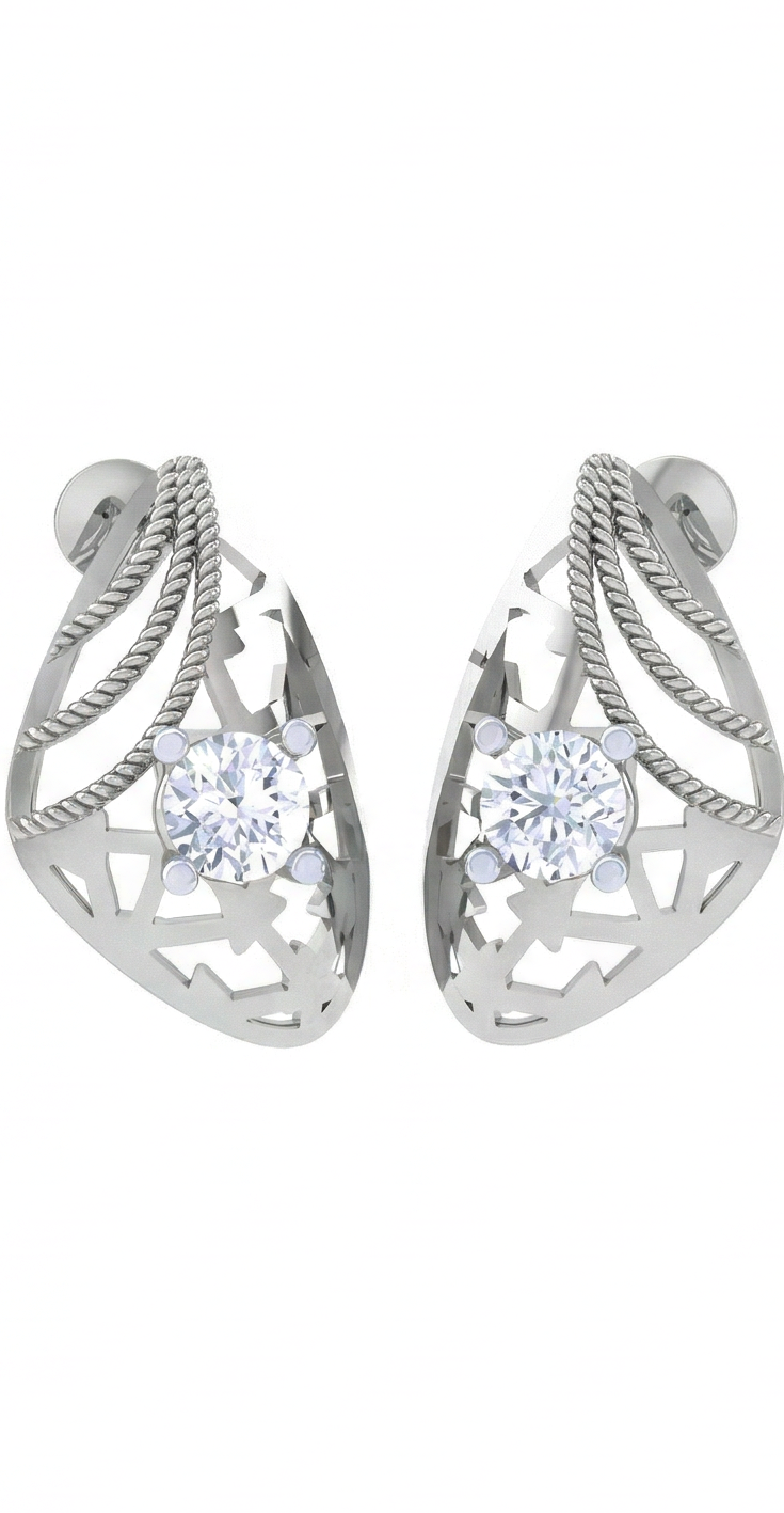 round brilliant aurora diamond stud earrings for women | aurora borealis inspired setting