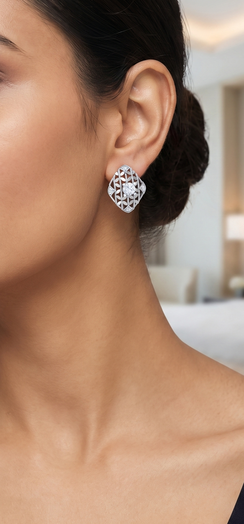 round brilliant regal solitaire diamond stud earrings | exquisite elegant women's setting