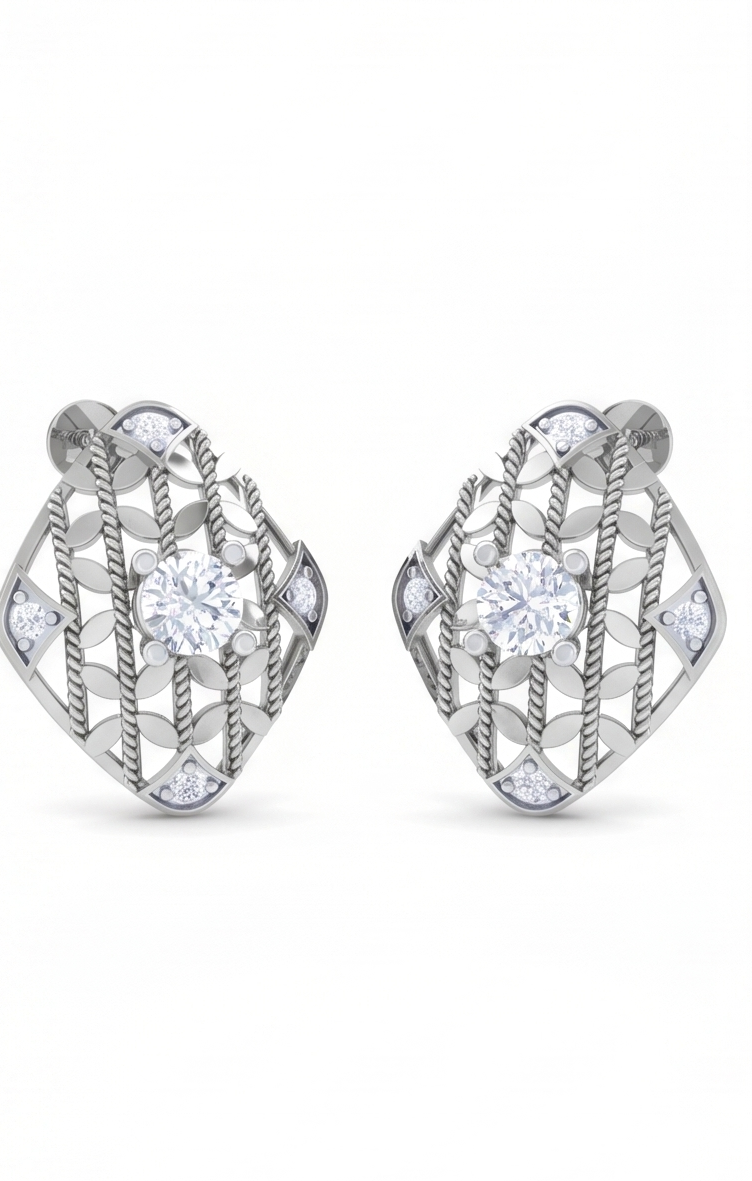 round brilliant regal solitaire diamond stud earrings | exquisite elegant women's setting