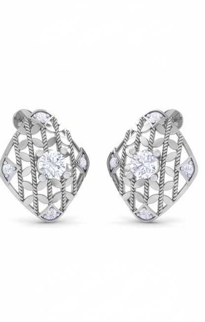 Round Brilliant Regal Solitaire Diamond Stud Earrings | Exquisite Elegant Women's Setting