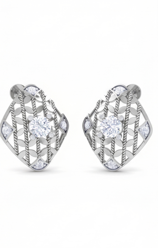Round Brilliant Regal Solitaire Diamond Stud Earrings | Exquisite Elegant Women's Setting
