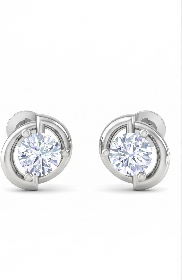 round brilliant regal solitaire diamond stud earrings | classic elegant women's setting