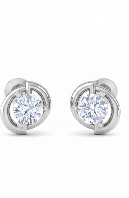 Round Brilliant Regal Solitaire Diamond Stud Earrings | Classic Elegant Women's Setting
