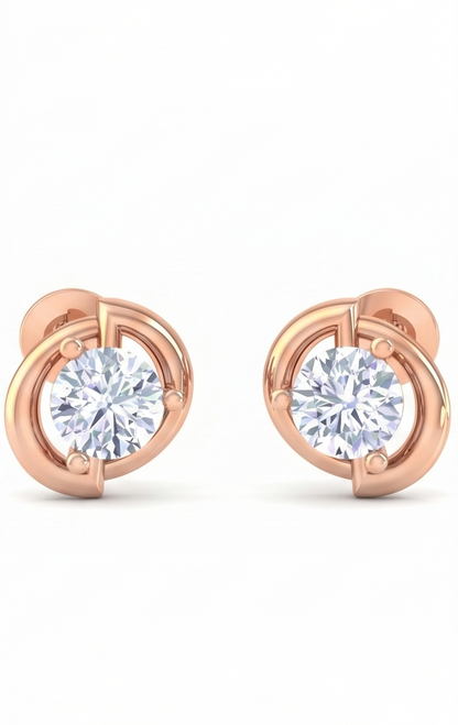 Round Brilliant Regal Solitaire Diamond Stud Earrings | Classic Elegant Women's Setting