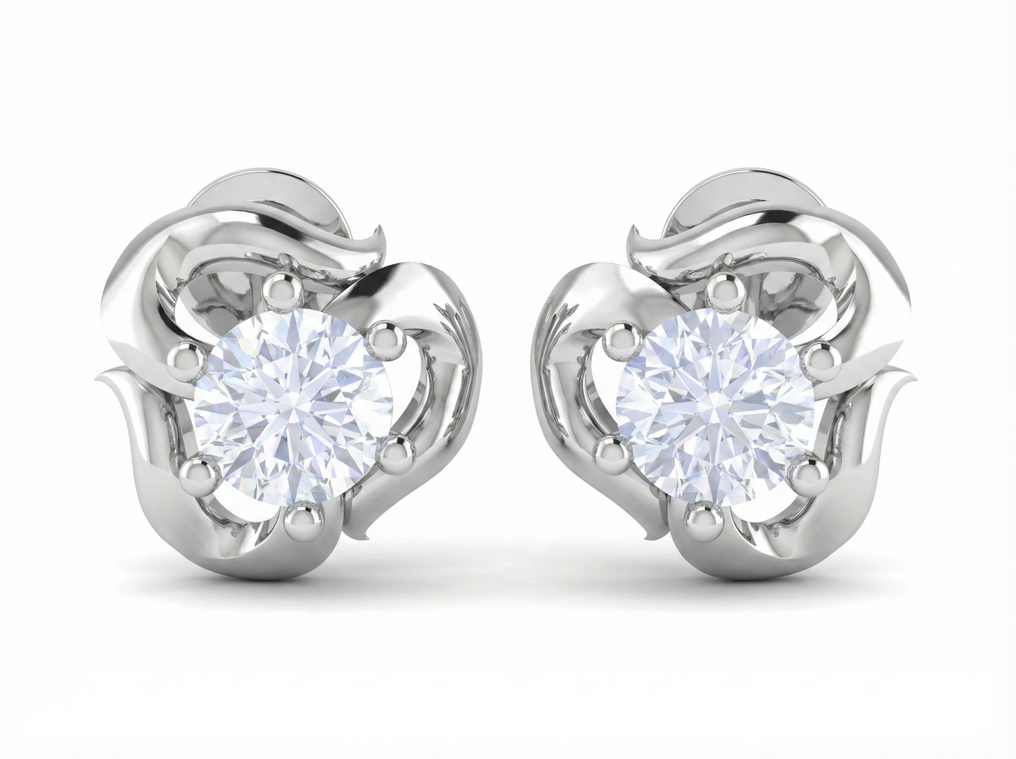 round brilliant splendid solitaire diamond stud earrings | timeless elegant women's setting