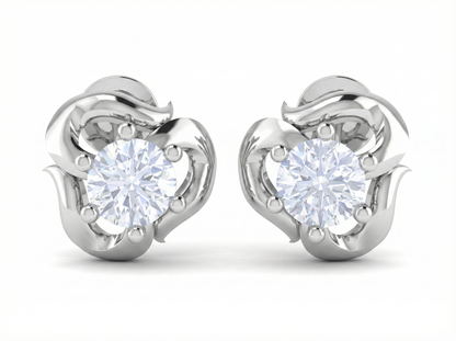 Round Brilliant Splendid Solitaire Diamond Stud Earrings | Timeless Elegant Women's Setting