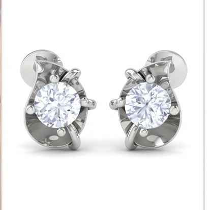 Round Brilliant Solitaire Diamond Stud Earrings | Classic Elegant Women's Setting