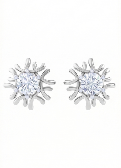Radiant Sunburst Diamond Stud Earrings | Sculpted Prong-Set Halo Design