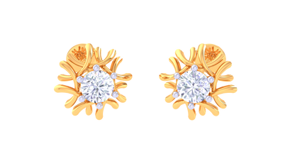 Radiant Sunburst Diamond Stud Earrings | Sculpted Prong-Set Halo Design
