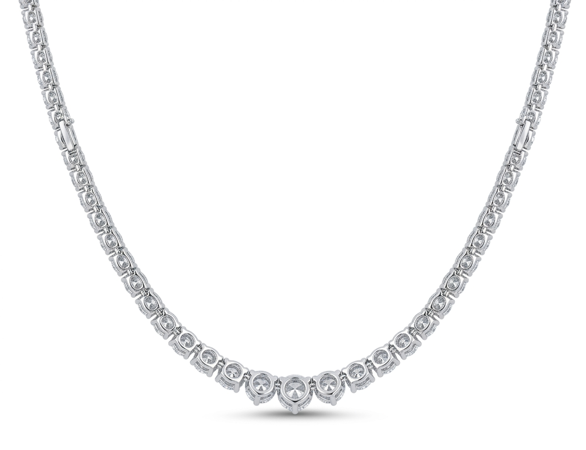 round diamond tennis necklace | graduated prong-set line design