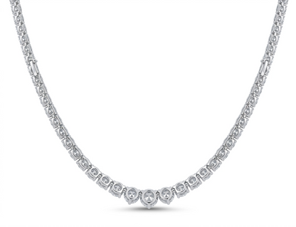 Round Diamond Tennis Necklace | Graduated Prong-Set Line Design