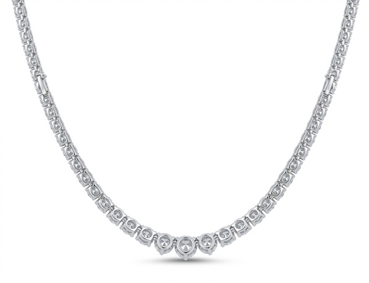 Round Diamond Tennis Necklace | Graduated Prong-Set Line Design