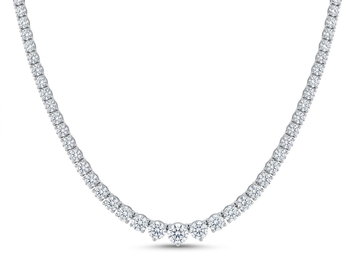 round diamond tennis necklace | graduated prong-set line design
