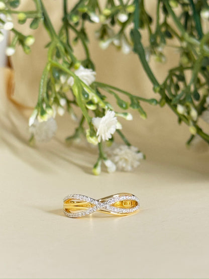 Infinity Criss-Cross Diamond Women's Ring | Elegant 14K Gold Ring
