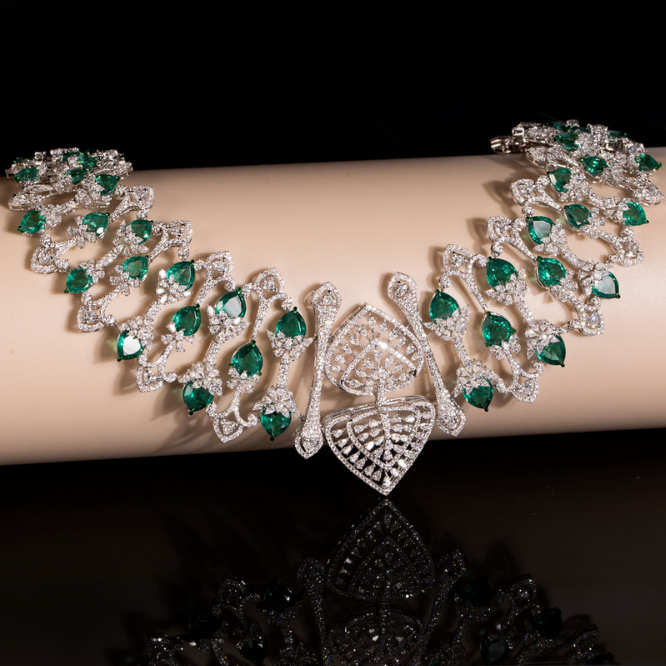 emerald lace royale diamond necklace set