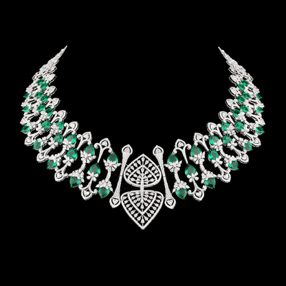 Emerald Lace Royale Diamond Necklace Set