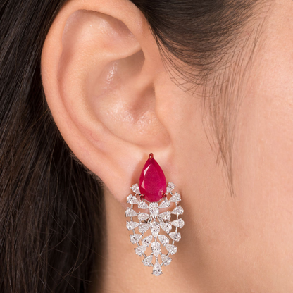 Crimson Petal Diamond Necklace Set