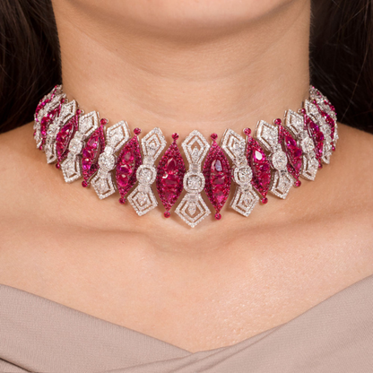 Radiant Geometry Diamond Choker Set