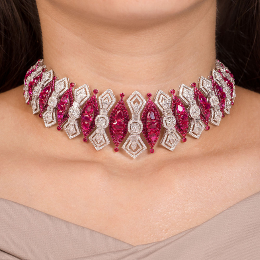 Radiant Geometry Diamond Choker Set