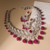 Crimson Blossom Diamond Necklace Set