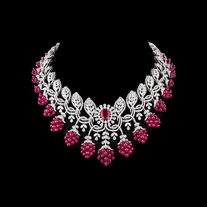 crimson blossom diamond necklace set