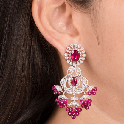 Crimson Blossom Diamond Necklace Set