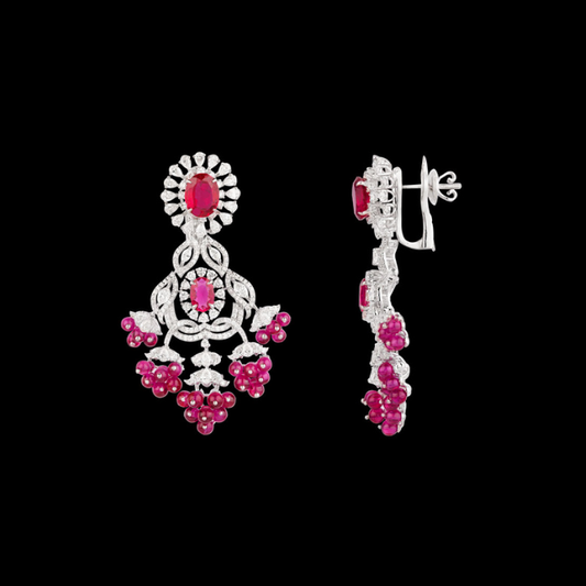 Crimson Blossom Diamond Necklace Set