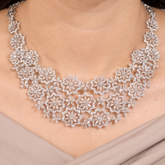 Floral Radiance Diamond Necklace Set